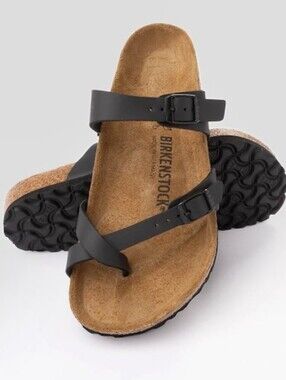 Birkenstock Mayari Black Leather Strappy Sandals Size 35 4 / 4.5 Womens